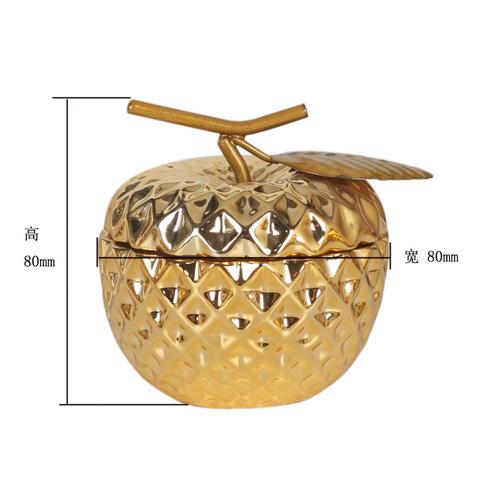 Creative Electroplating Ceramic Fruit Storage Jar Golden Pear Apple Living Room Decor Ring Necklace Storage Box Home Decoration