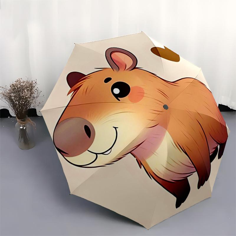 Capybara Themed Travel Umbrella-8 Ribs Automatic Opening and Closing, Portable Folding Design, Compact and Stylish Umbrella Suitable for Out
