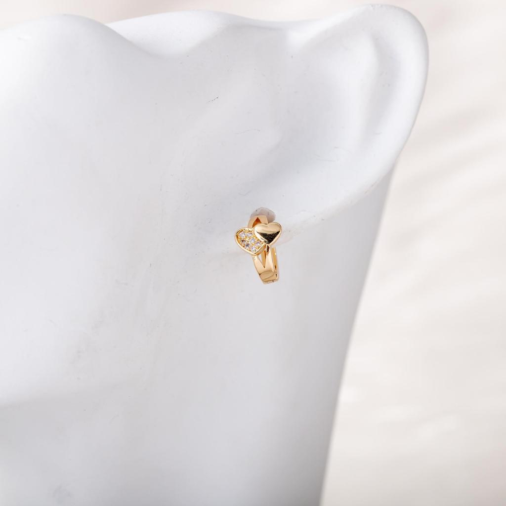 Double Love Heart Zircon Stud Earrings: Retro Micro-Inlay Design, Japanese-Korean Style, Simple Metal Accessories