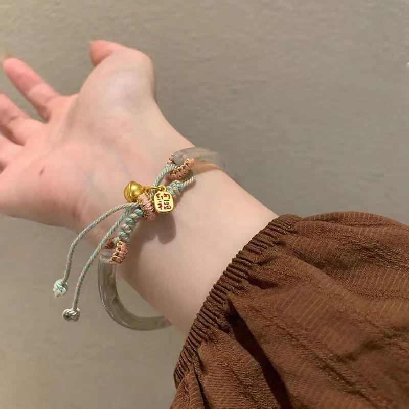 Ethnic Modern Womens Bracelet With Geometric Design And Bell Charms Fit Adjustable