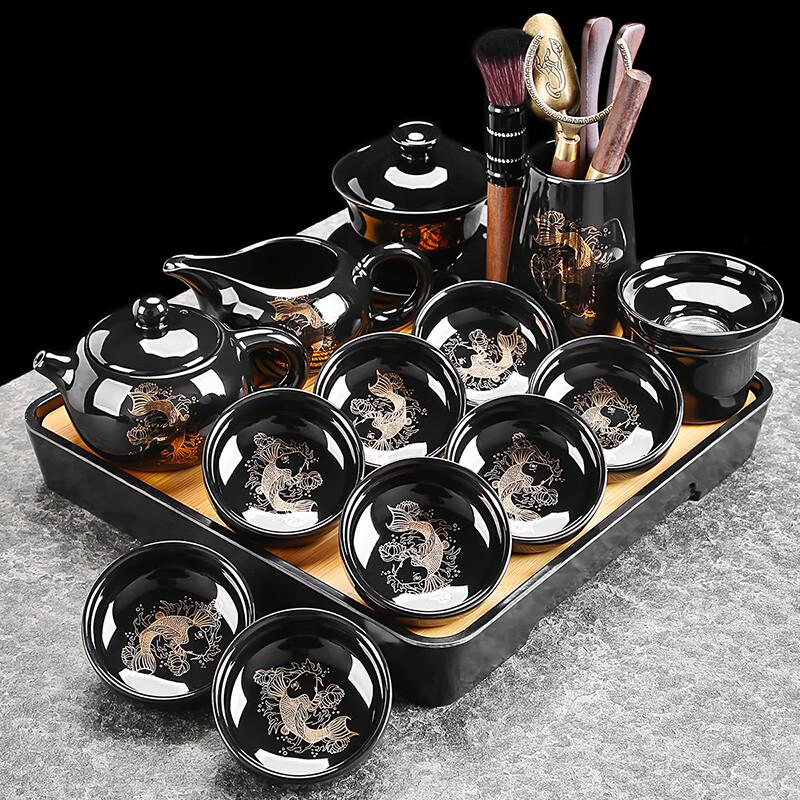 Lainuo Black Glaze Koi Xishi Teapot Set