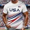 Koszulka Męska USA Puchar Świata w Piłce Nożnej 2026 Krótki Rękaw Koszulka z Nadrukiem 3D Okrągły Dekolt Koszulka Moda Bloke Core Athleisure Codzienna