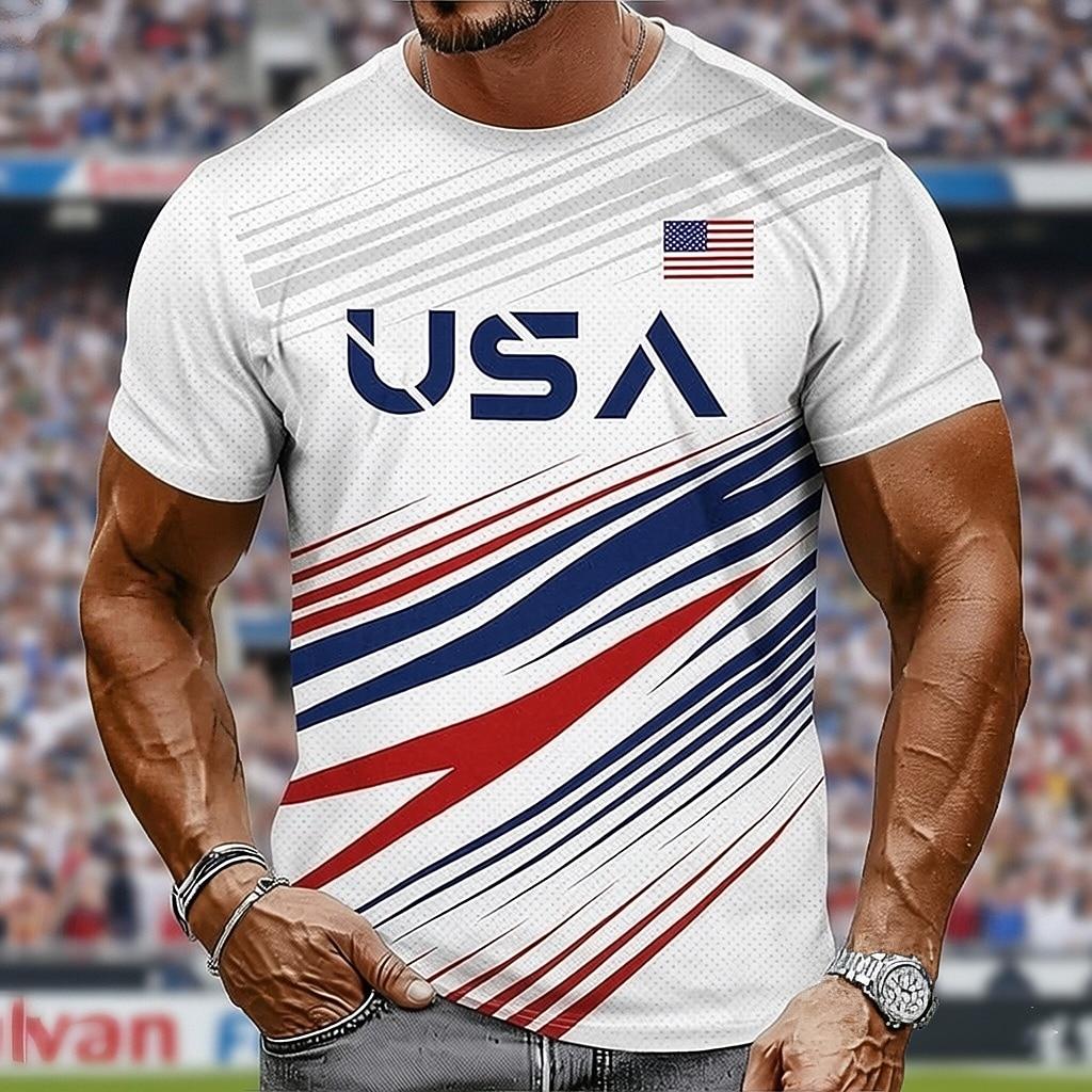 

2026 Soccer Cup Men s USA T Shirt Short Sleeve T shirt 3D Print Crew Neck Shirt Fashion Bloke Core Athleisure Daily XL