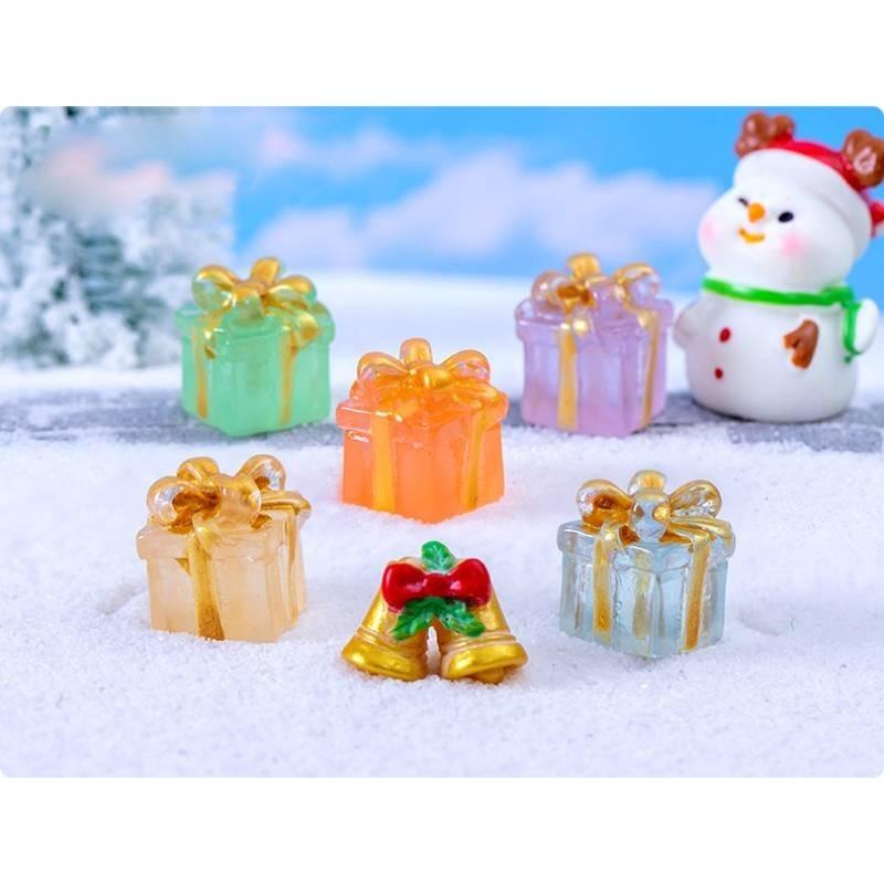 Charming Resin Craft Luminous Gift Box Diy Miniature Night Light Car Ornament Six Colors