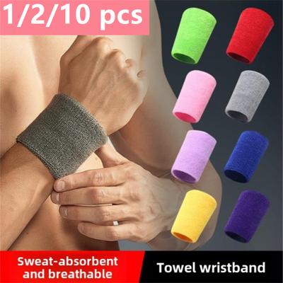 1/2/10 Pcs Sports Wristbands Sweat Bands Wrist Guard For Basketball Tennis Volleyball Padel Fitness Sweatbands