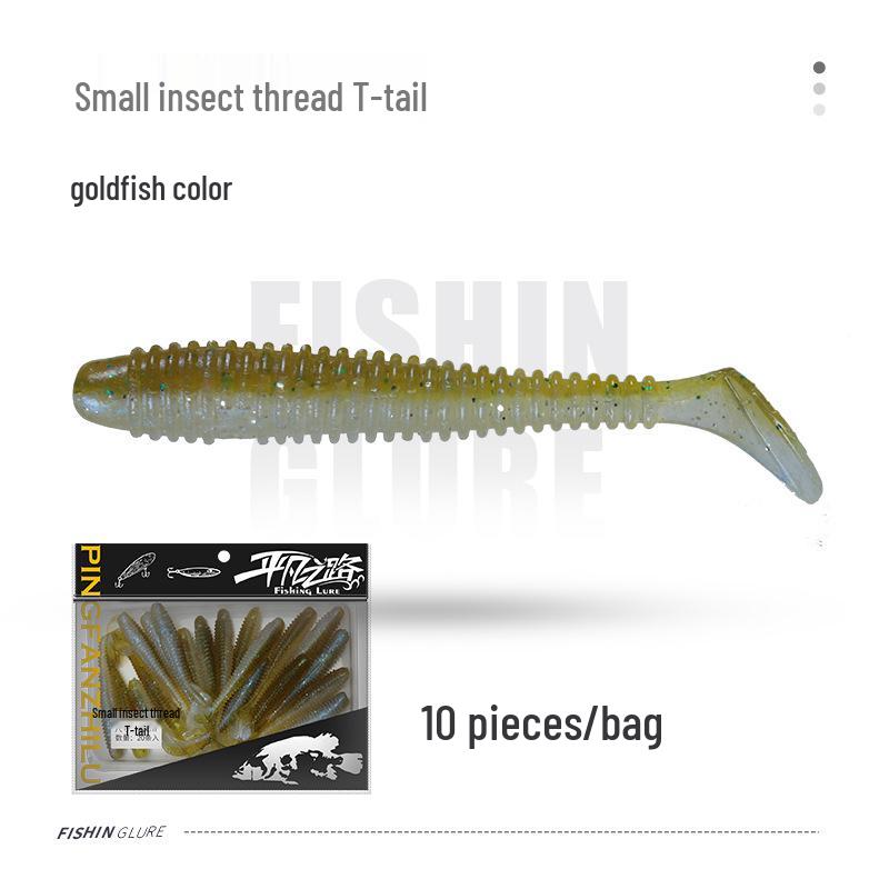 Mandarin Fish-Scented Ribbed T-Tail Soft Worm Lure with Salt