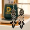 Bohemian Enamel Flower Water Drop Earrings for Women Ethnic Vintage Multicolor Beaded Long Earrings Vacation Daily Jewelry