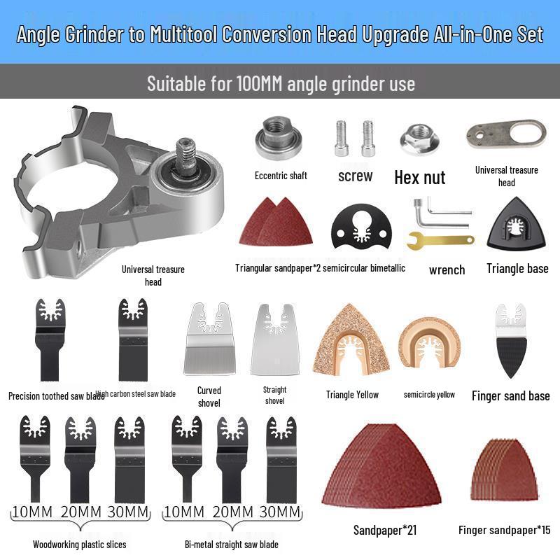 Multifunctional Electric Edge Trimmer & Angle Grinder Adapter: Converts to Cutting Machine, Electric Shovel, and Woodworking Tool Set.