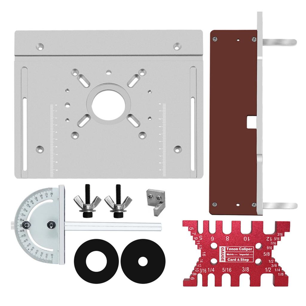 Set of 4 Router Table Insert Plate Aluminum Alloy Wood Milling Flip Board Trimming Machine Engraving Auxiliary Tool