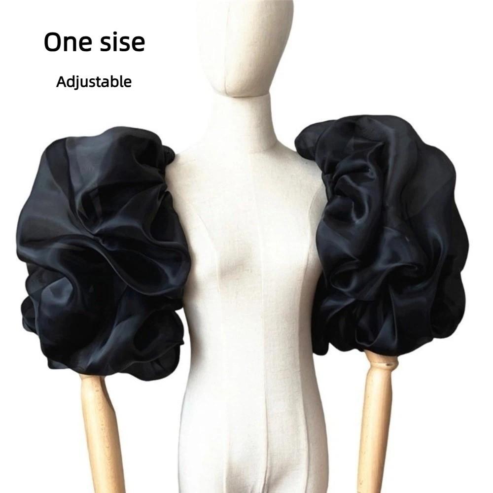 DIY Puffy Bridal Sleeves Organza Removeable Short Arm Sleeves Decorative Sleeves for Wedding Gowns
