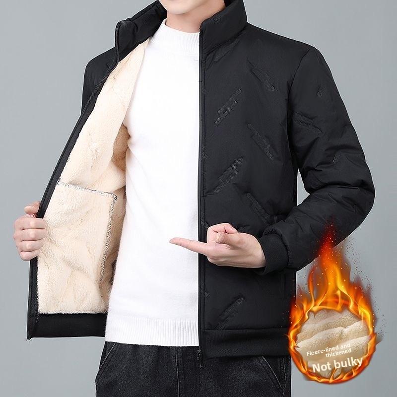

Men s down Filled Fce Lined Long Sve Cotton Jaet Warm Windproof Cold Resistant for Autumn Winter Workwear Casual Yout... M чёрный