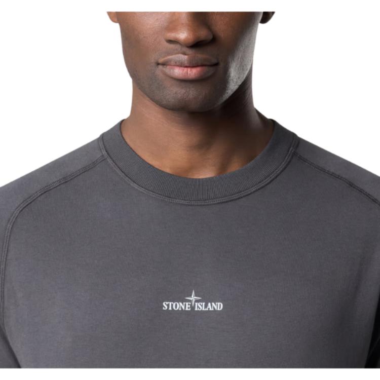 STONE ISLAND Ss25 Reflektierendes Logo Rundhals Kurzarm T-Shirt Herren T-Shirts Anthrazit K1S152100020-V0065