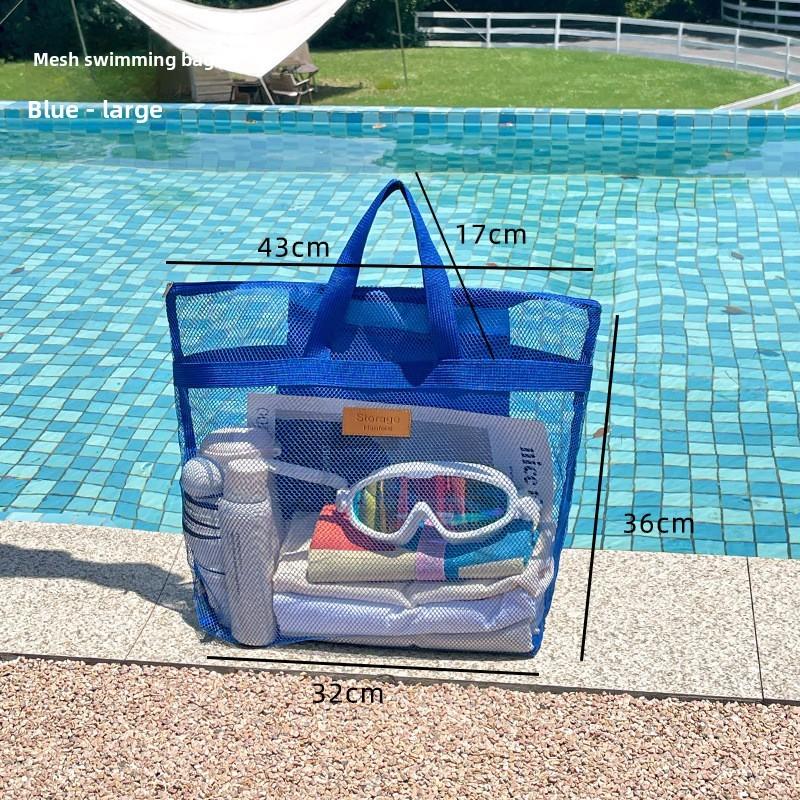 Bolsa de Praia de Malha para Viagem Grande Capacidade Para Homens Mulheres Com Rede Interna Dobrável Sacola de Natação