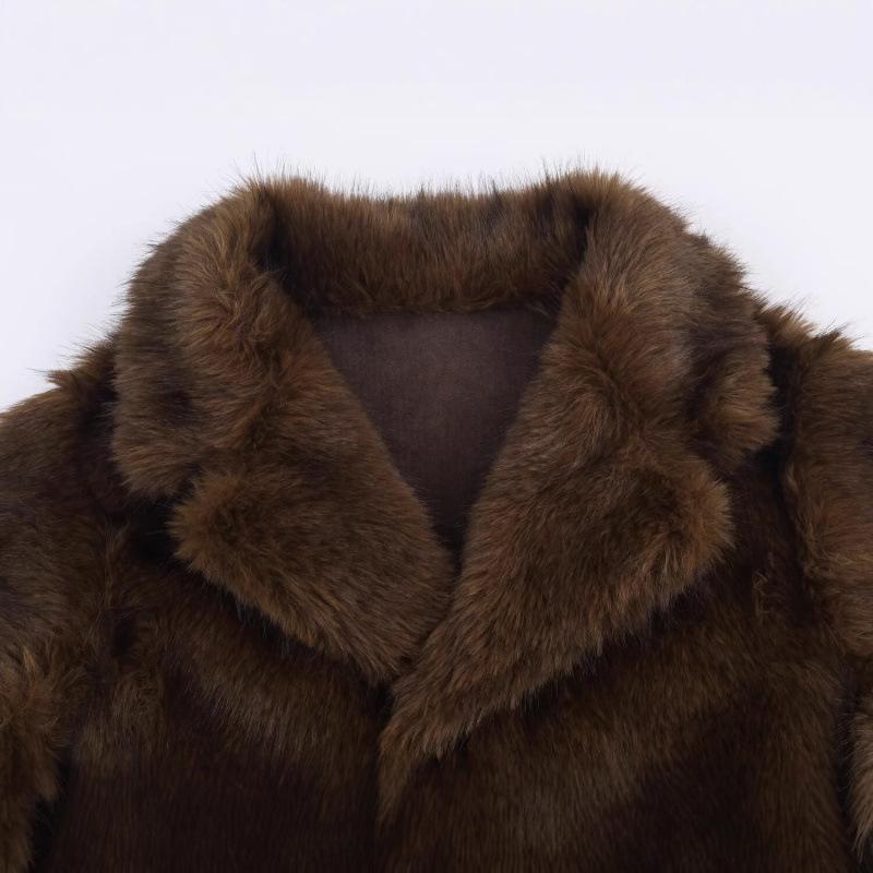 European-American Women's Faux Fur Double-Sided Jacket Coat