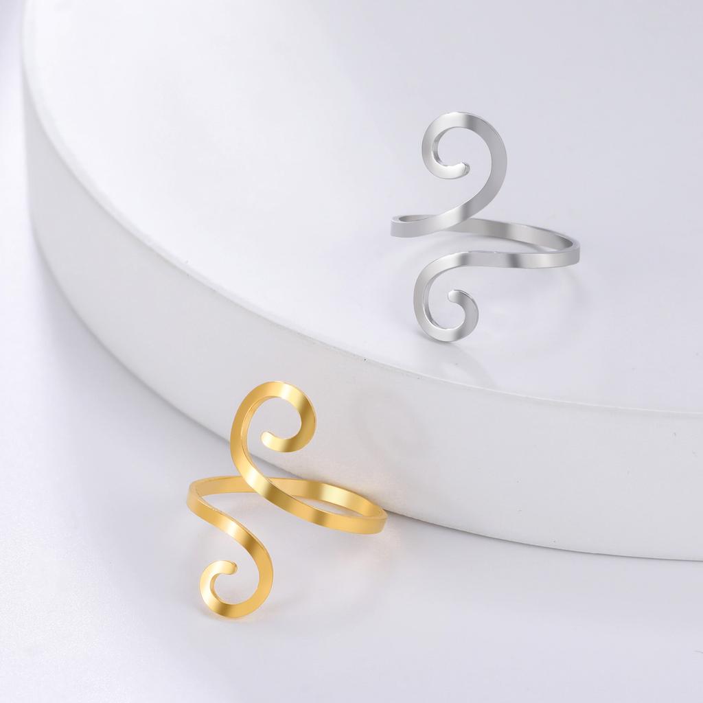 Stainless Steel Large Spiral Ring Women Gold Adjustable Finger Rings Minimalist Jewelry Valentine Gift In