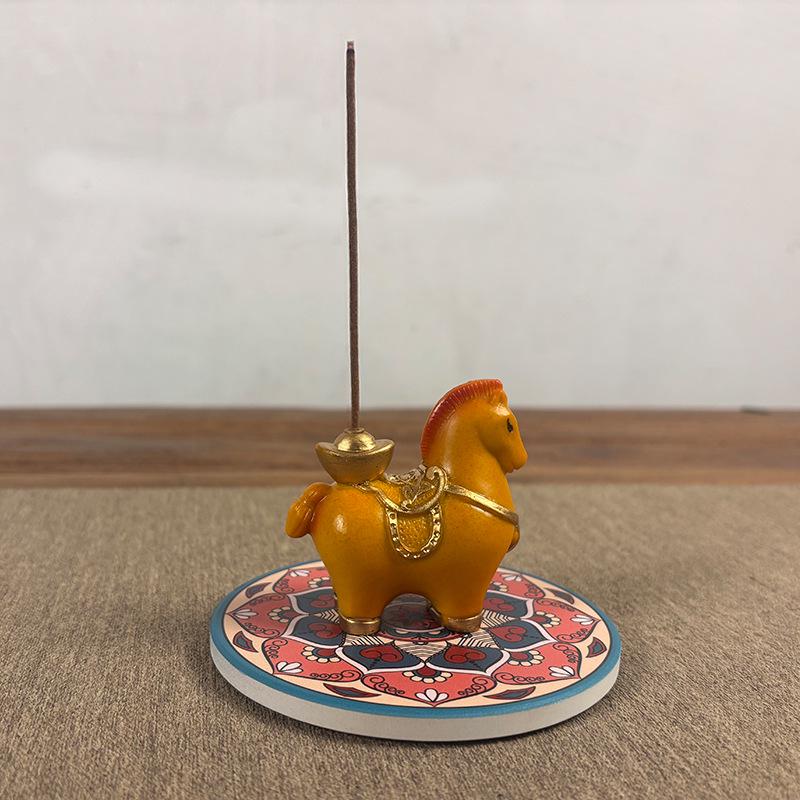 

Immediate Wealth Chinese Incense Burner: Elegant Indoor Tea Table Ornament & Gift Ceramic Colorful Base