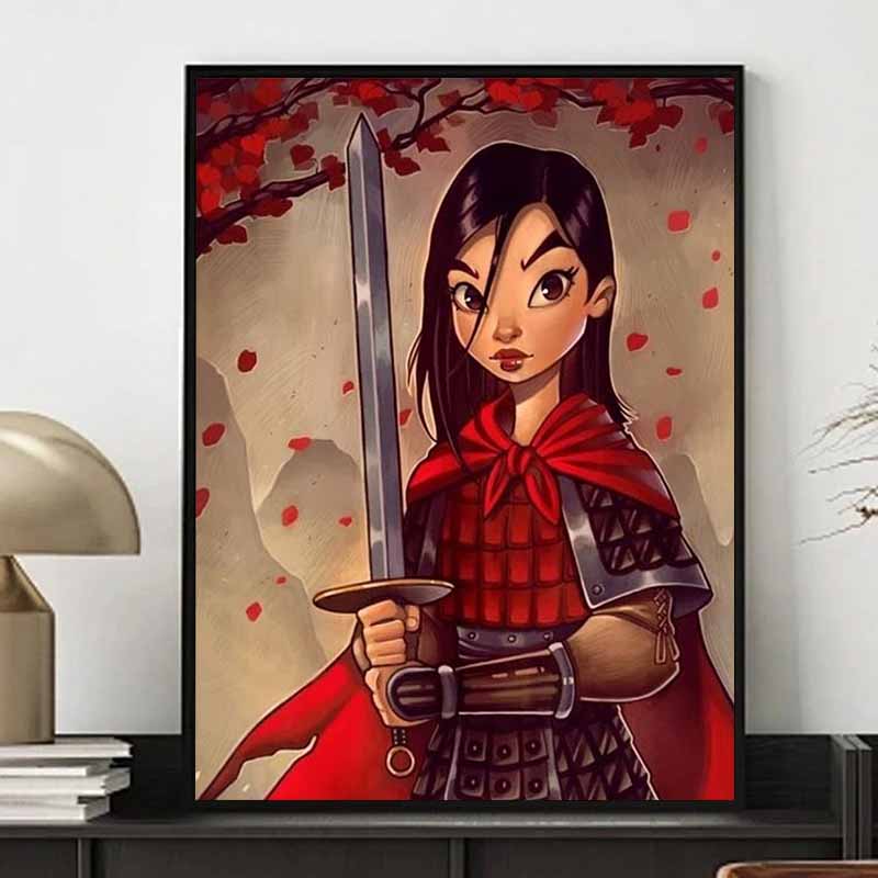 Disney Diamond Painting Mulan Themed Art Painting Illustration Cartoon 5D Diamond Cross Stitch Mosaic Home Decoration Gift