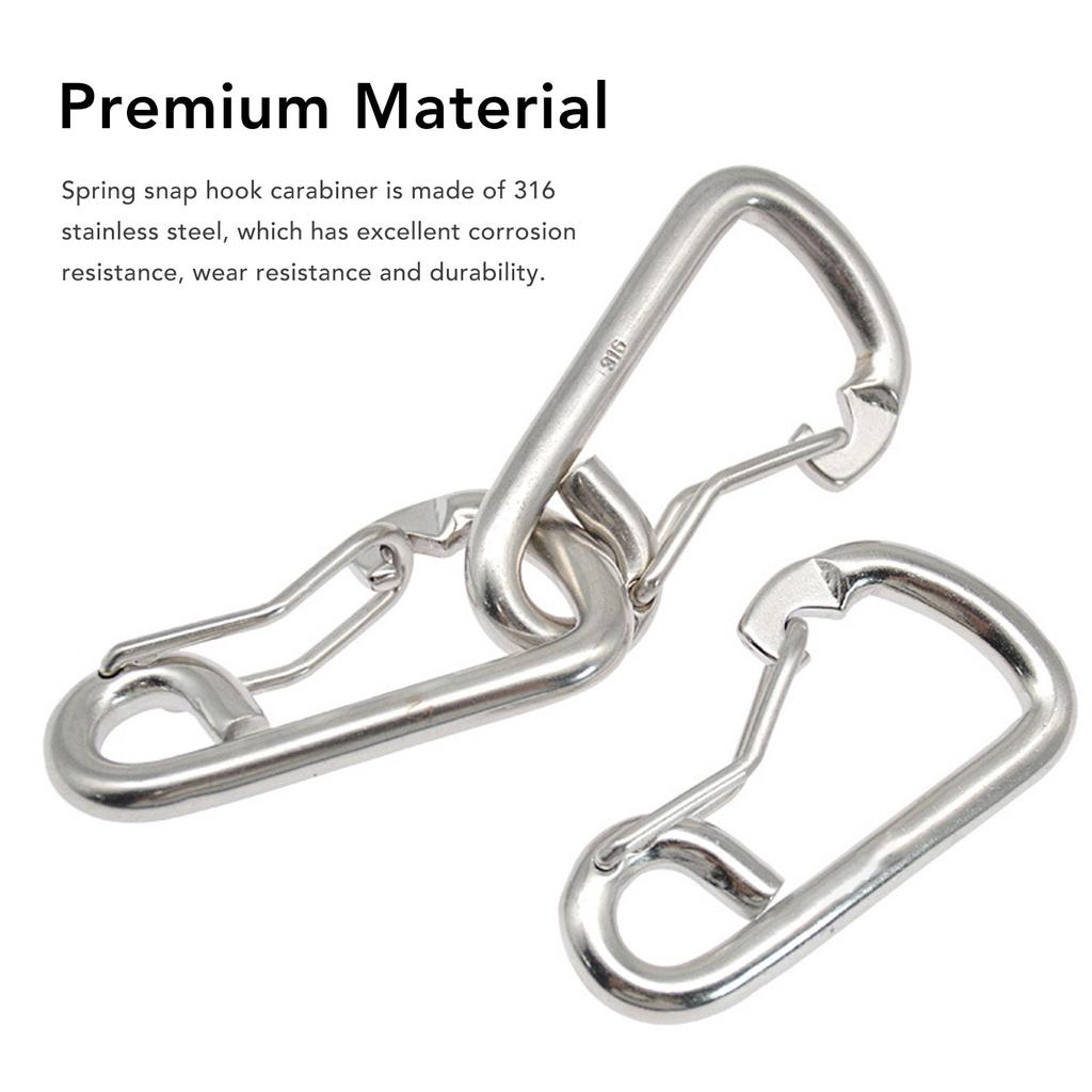 Spring Snap Hook Carabiner 316 Stainless Steel Marine Grade Heavy Duty Spring Snap Hooks for Diving Equipment
