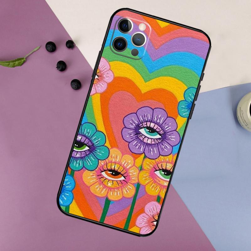 Indie Hippie Konst Telefonfodral För iPhone 17 16 15 14 11 12 13 Pro Max Plus 12 13 mini 16e 17 Air Bumper Cover
