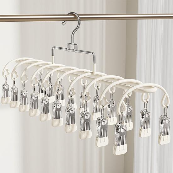 Windproof Clothes Hanger 20 Clips Sock Hanger Stainless Steel Drying Rack for Socks Underwear Baby Clothes Diapers Towels