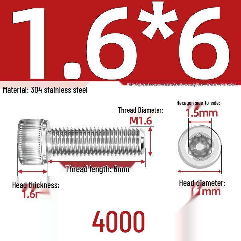 304 Stainless Steel Hex Socket Head Cap Screws, M2-M10, Extended Length