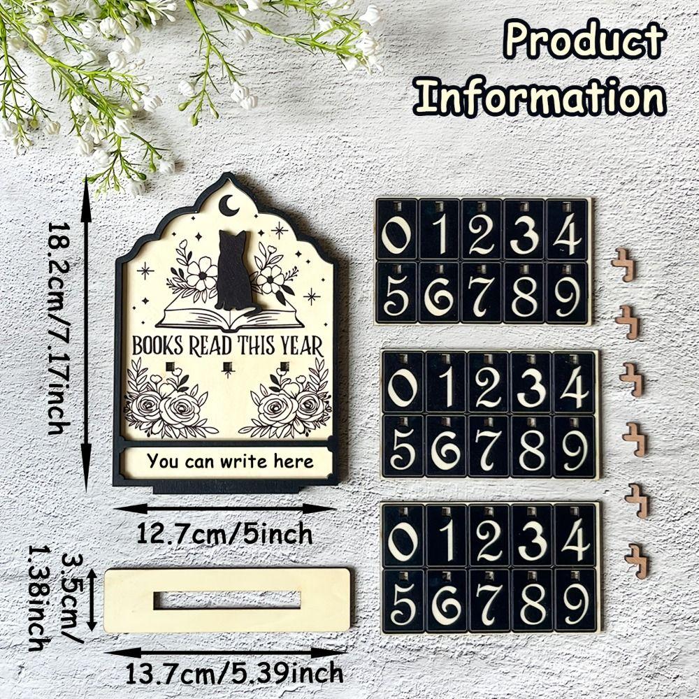 Cat Books Read Tracker Books Read This Year This Year Counter Reading Tracker Signage Wooden Material Book Lovers Design