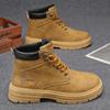 Autumn Men's High Top Lace Up Boots British Retro Work Shoes Soft Leather Chunky Sole Non-Slip Ankle Boots Comfortable Casual