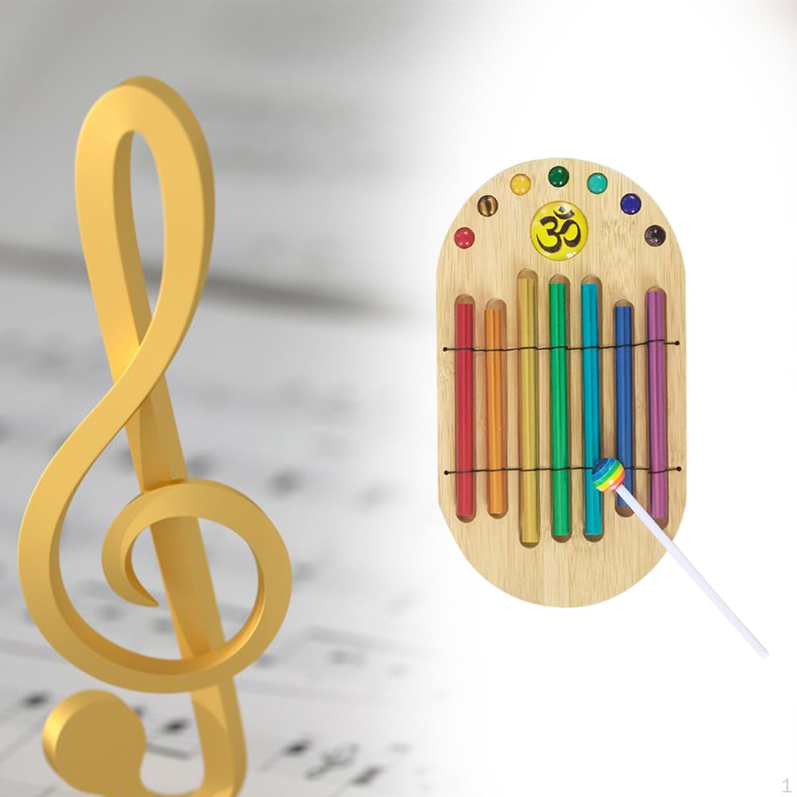 

7 Tone Hand Chime Meditation Chime,Lightweight Multipurpose Portable with Mallet Musical Instrument Wood Color