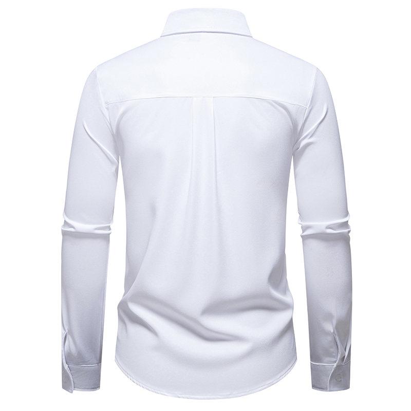 Autumn Men's Fake Tie Long Sleeve Shirt Men New Fashion Special Design Solid Shirts Male Versatile Casual Social Wedding Party