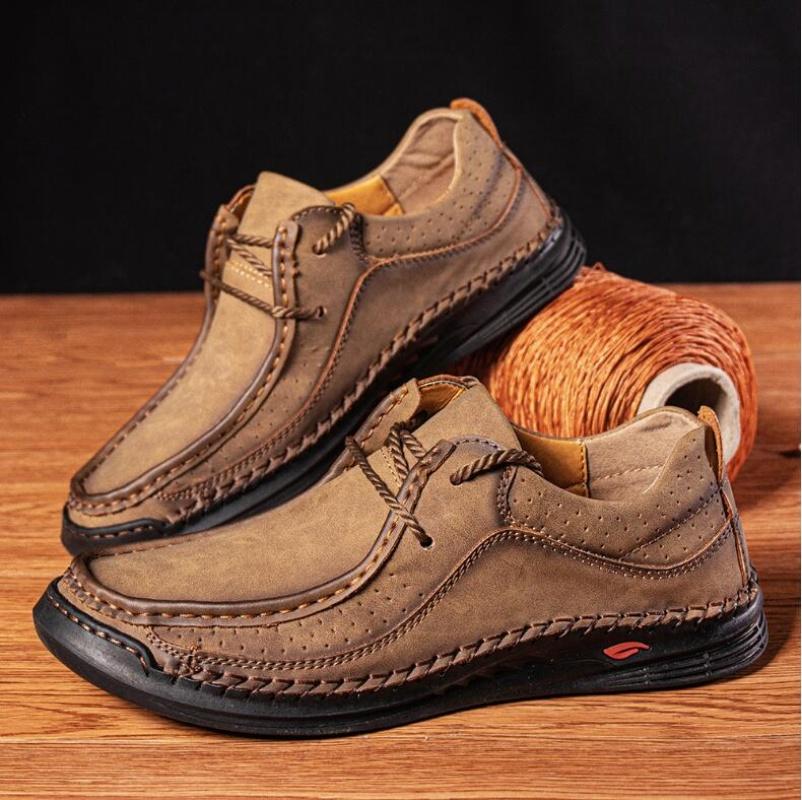 Hand-Stitching Leather Shoes Men Casual Sneakers Comfty Driving Shoe Breathable Leather Loafers Men Shoes Design Moccasins