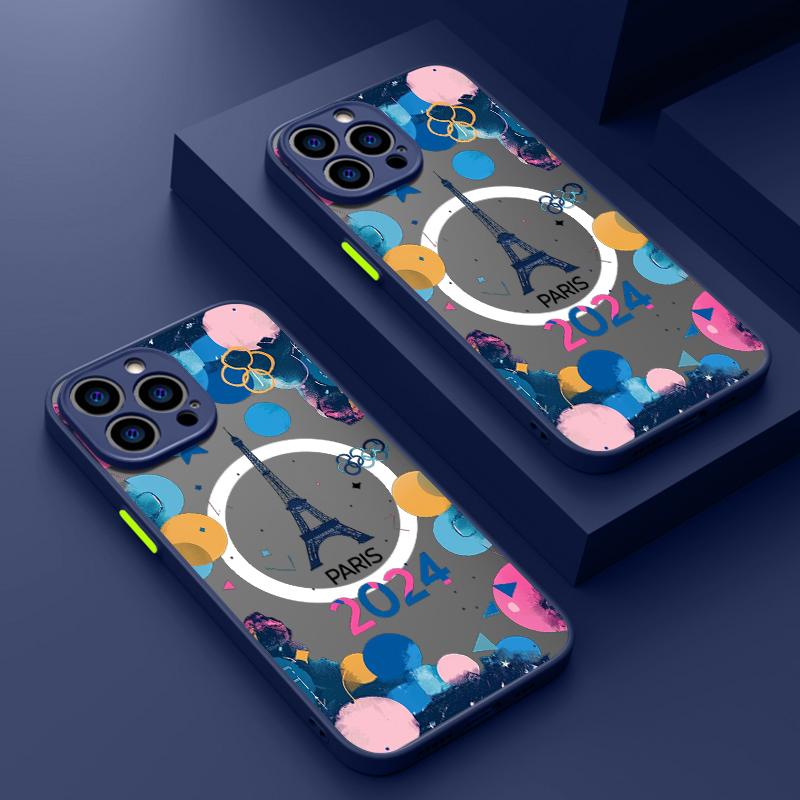 

Матовый магнитный чехол для телефона с фэнтезийным олимпийским узором для iPhone 15 14 Pro Max 13 12 mini 11 8 7 для Magsafe, акриловый противоударный тонкий чехол с мягкими краями iPhone 15 чёрный