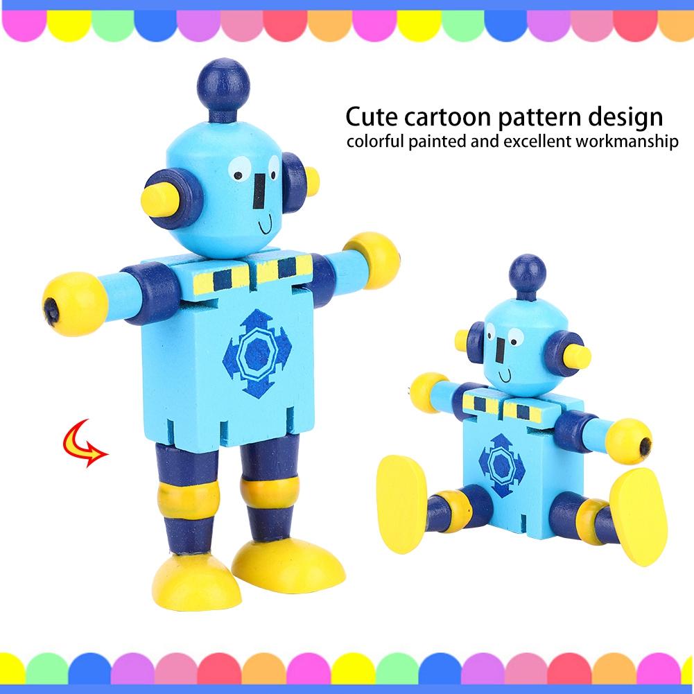 Personality Cute Wooden Robot Toys Learning & Educational Toys for Kids Children (Red)