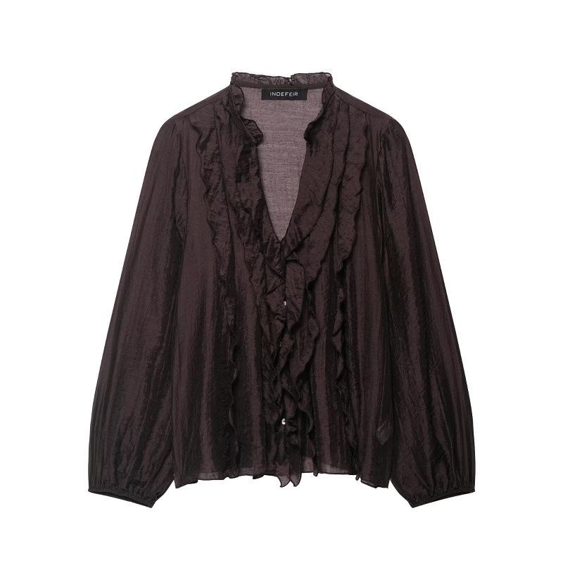 

2025 European-Style Loose Layered Decorative Shirt Extra Small коричневый