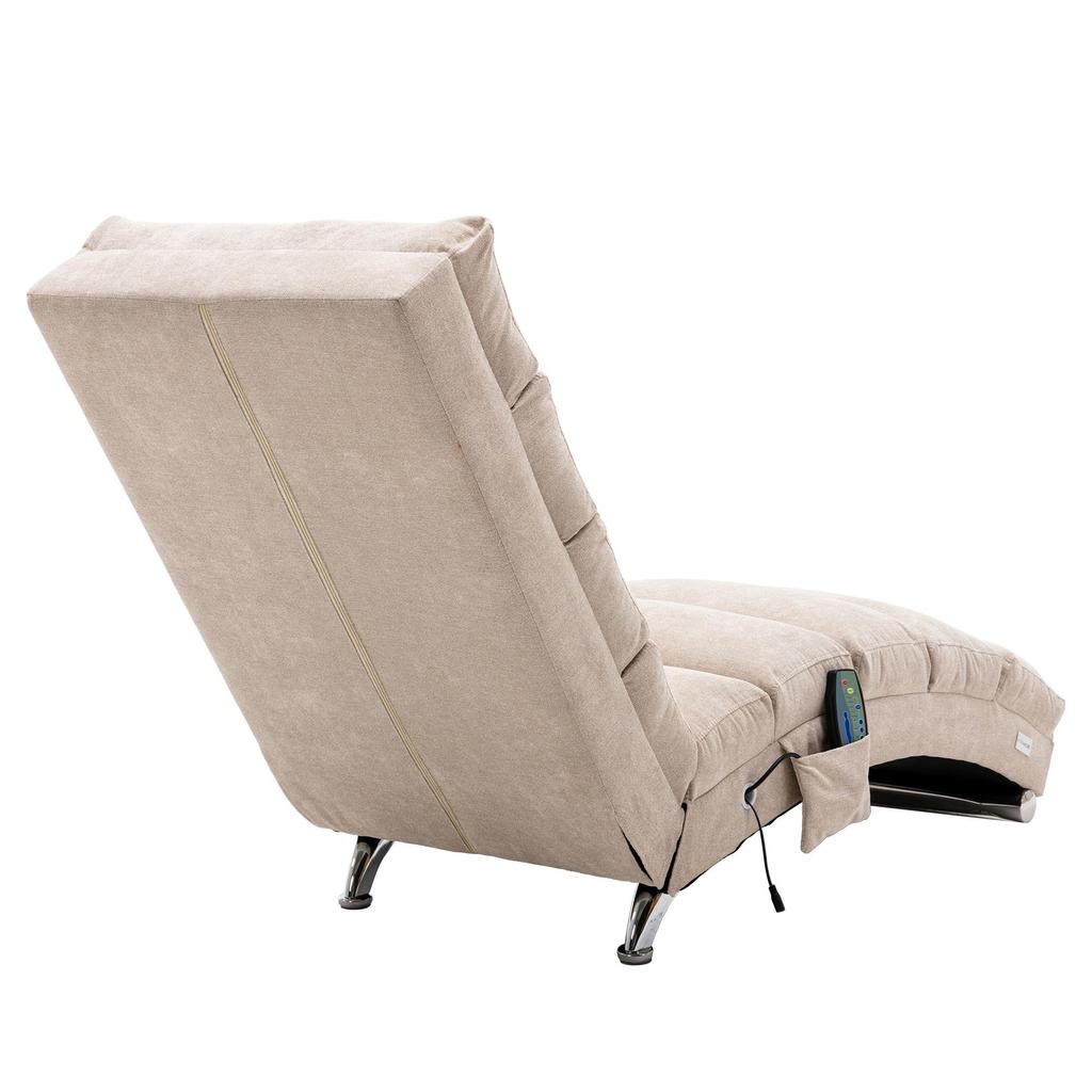 Relaxation Sofa, Full-body Supported Fixed Sofa, Soft Vibration Function and Side Pockets, Modern Living Room Furniture