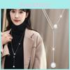 Elegant Long Womens Sweater Necklace With Pearl Tassels And Geometric Design