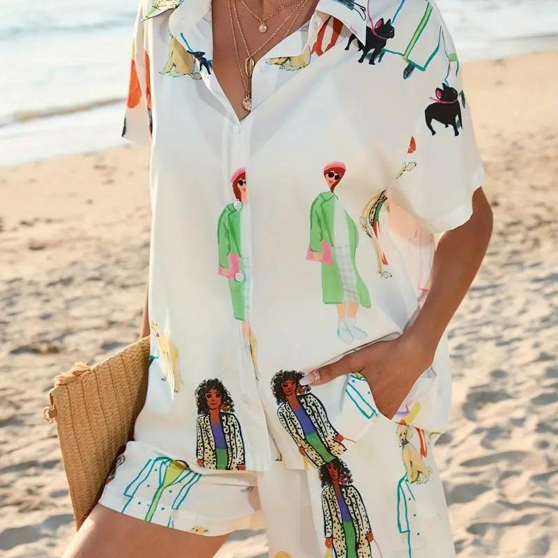 European and American fashion trends National short-sleeved shirts and shorts set MB1 + MA1