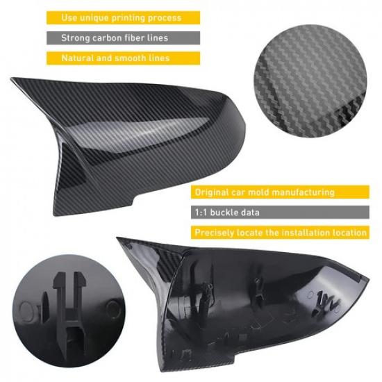 2x Side Cover Fiber Carbon Mirror Caps Fit BMW 3 Series 320i 328i F30 F31 F20