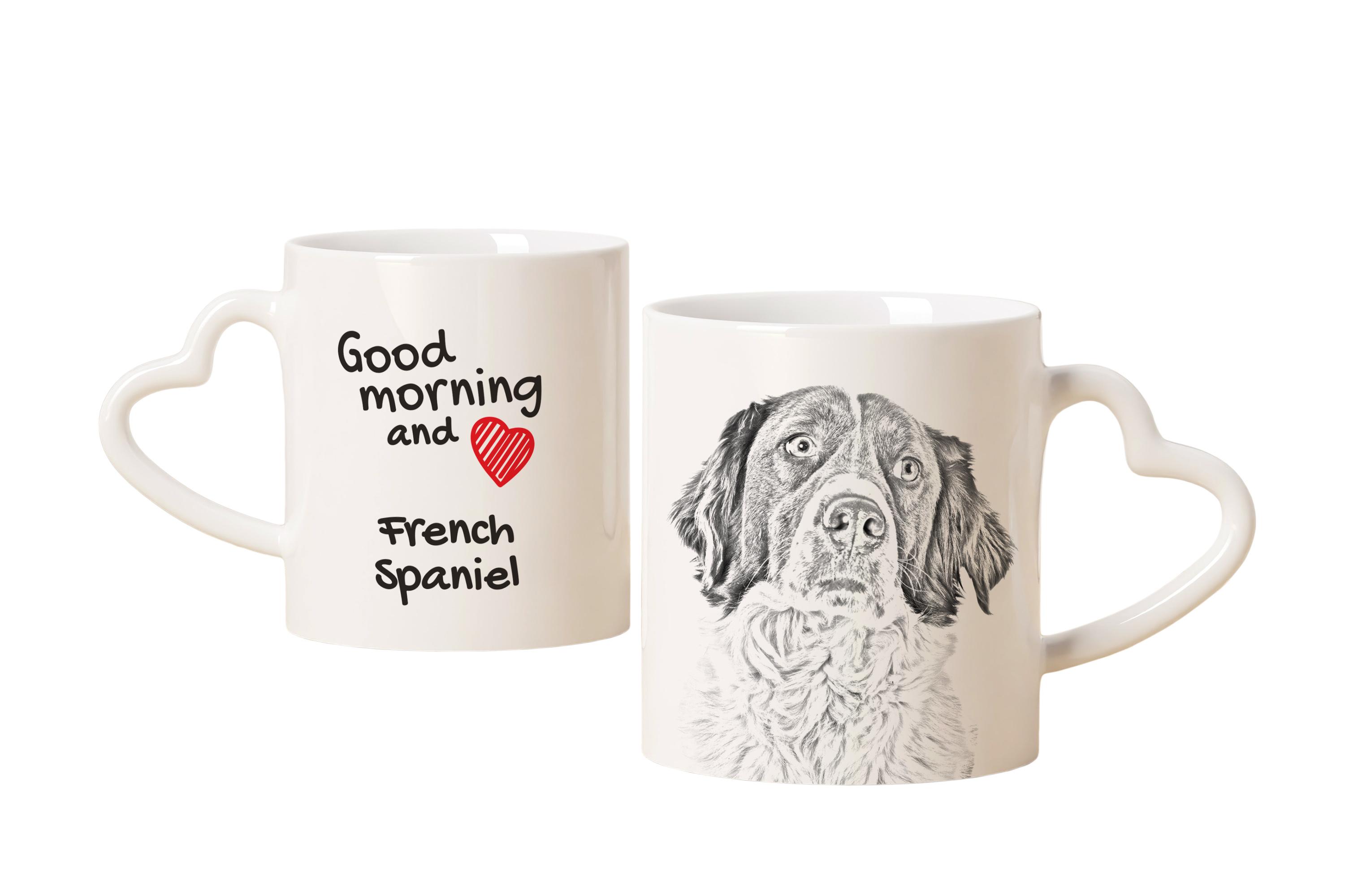 

French Spaniel, French Setter, Canadian Setter - cup with a dog, adorable cup with a heart-shaped handle, universal gift from the Art-Dog brand білий