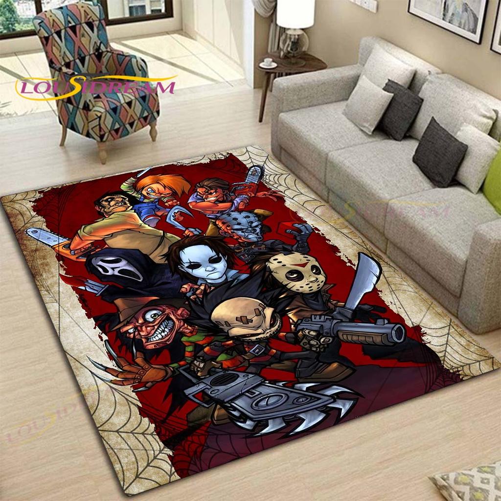 Horror Movie Characters Rugs and Carpets for Home Living Room Bedroom Entrance Large Area Soft Carpet Halloween Decoration Mat