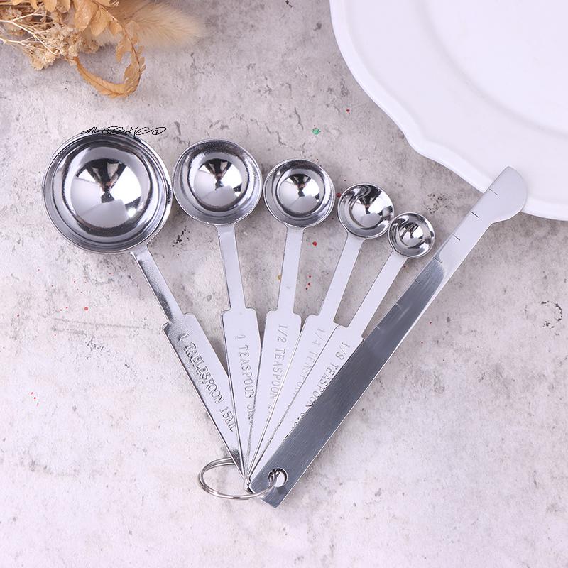 5/6 Stück Stapelbares Edelstahl-Messlöffel-Set Küchen-Backwerkzeuge Messlöffel zum Kochen