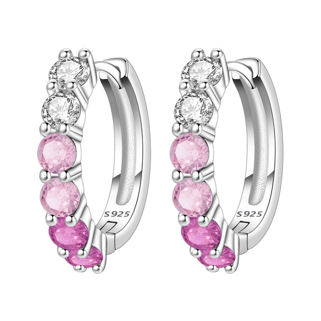 Orstarry S925 Silver Hoop Earrings Sparkling Blue Yellow Zircon Jewelry For Women Party Gifts