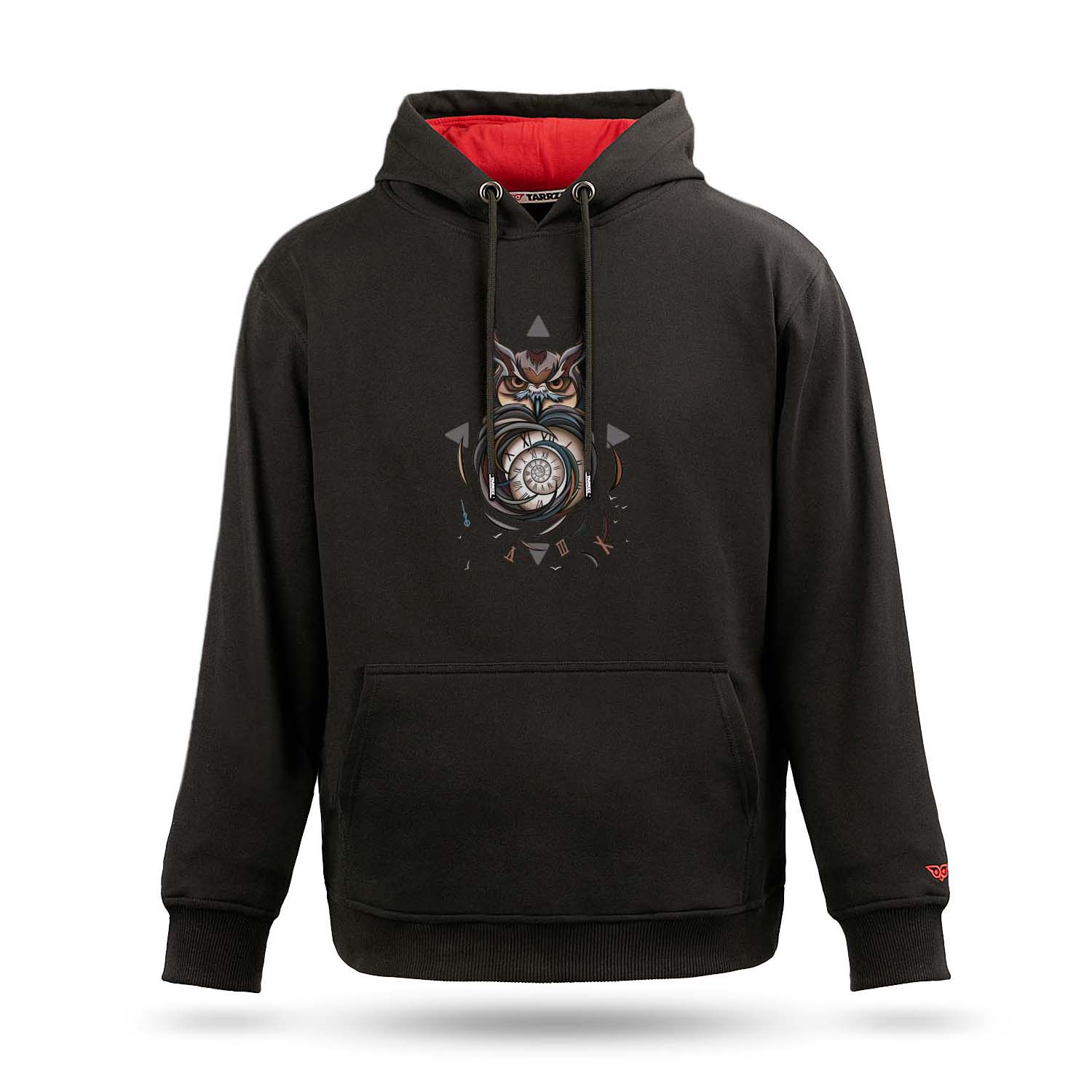 

Толстовка с капюшоном унисекс с принтом «Сова и время» S чёрный