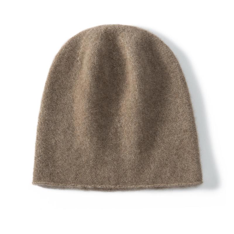 Women's 100% Pure Cashmere Knit Hat - Fashionable, Warm, Versatile, with Ear Protection for Autumn and Winter.