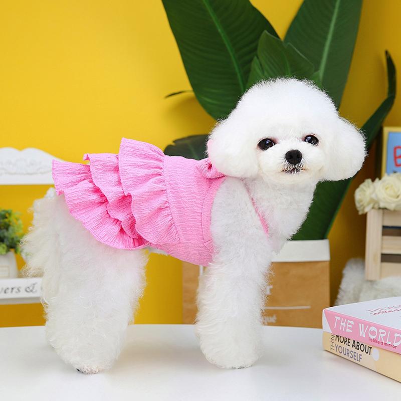 Pet Clothing Spring/Summer Dog New Skirt Dog Clothing Teddy Small Dog Skirt 23 Candy Color Layered Skirt