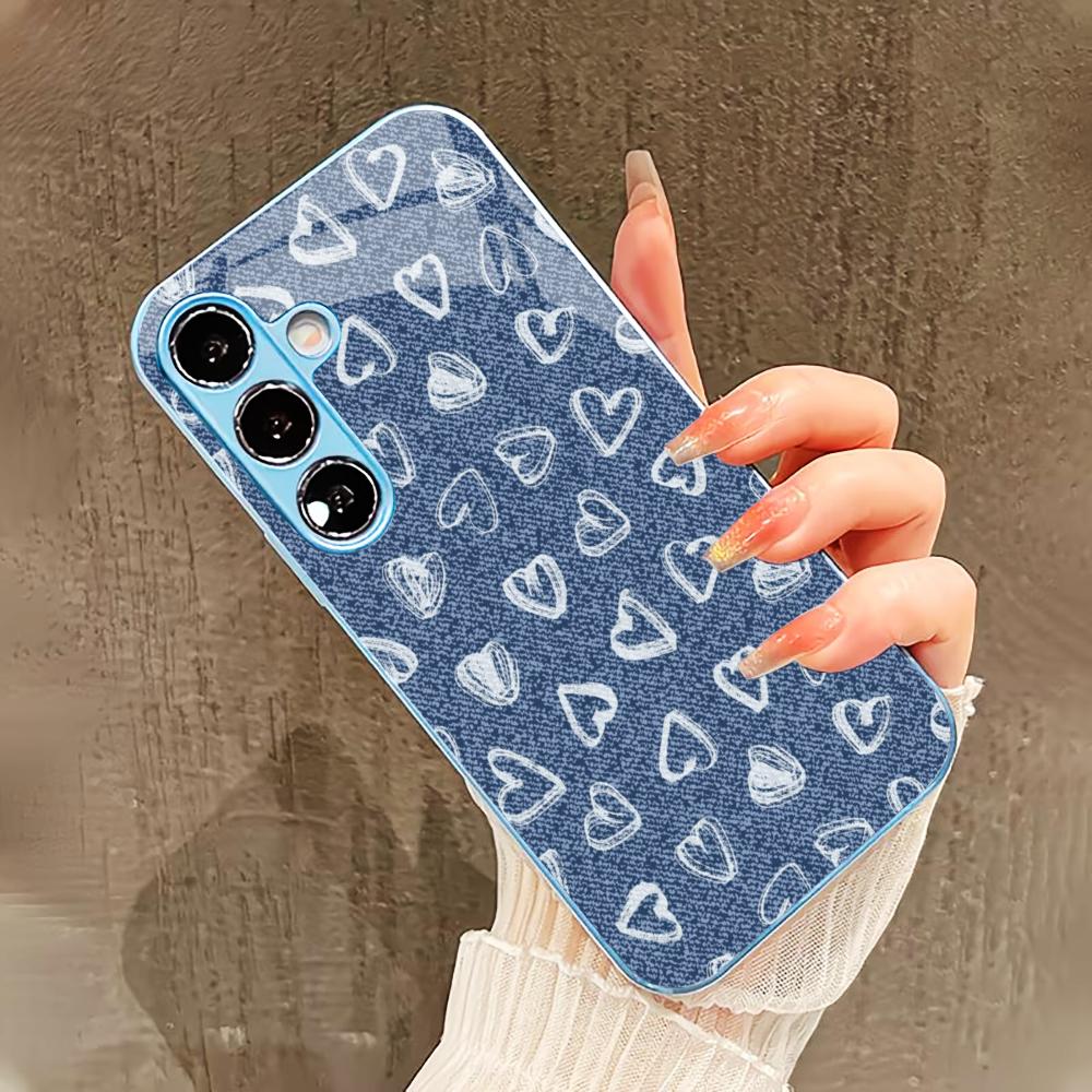 Little heart pattern PhoneCase for Samsung Galaxy S26 S25 S24 S23 S22 FE Ultra Plus Built-in glass feel bare machine Men women