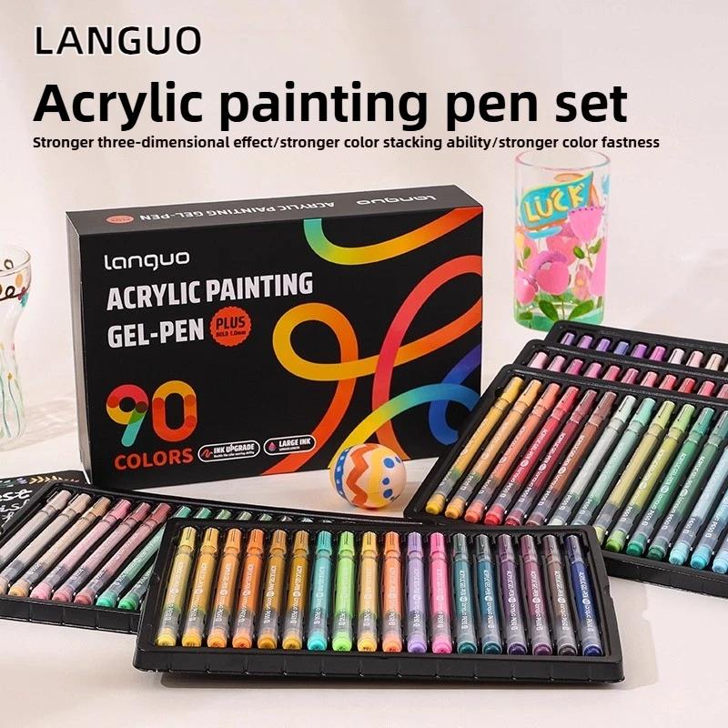 LANGUO 90/6 Colors Acrylic Gel Pen 1.0mm Large Capacity Student Writing Pen Painting Drawing Office School Supplies Stationery