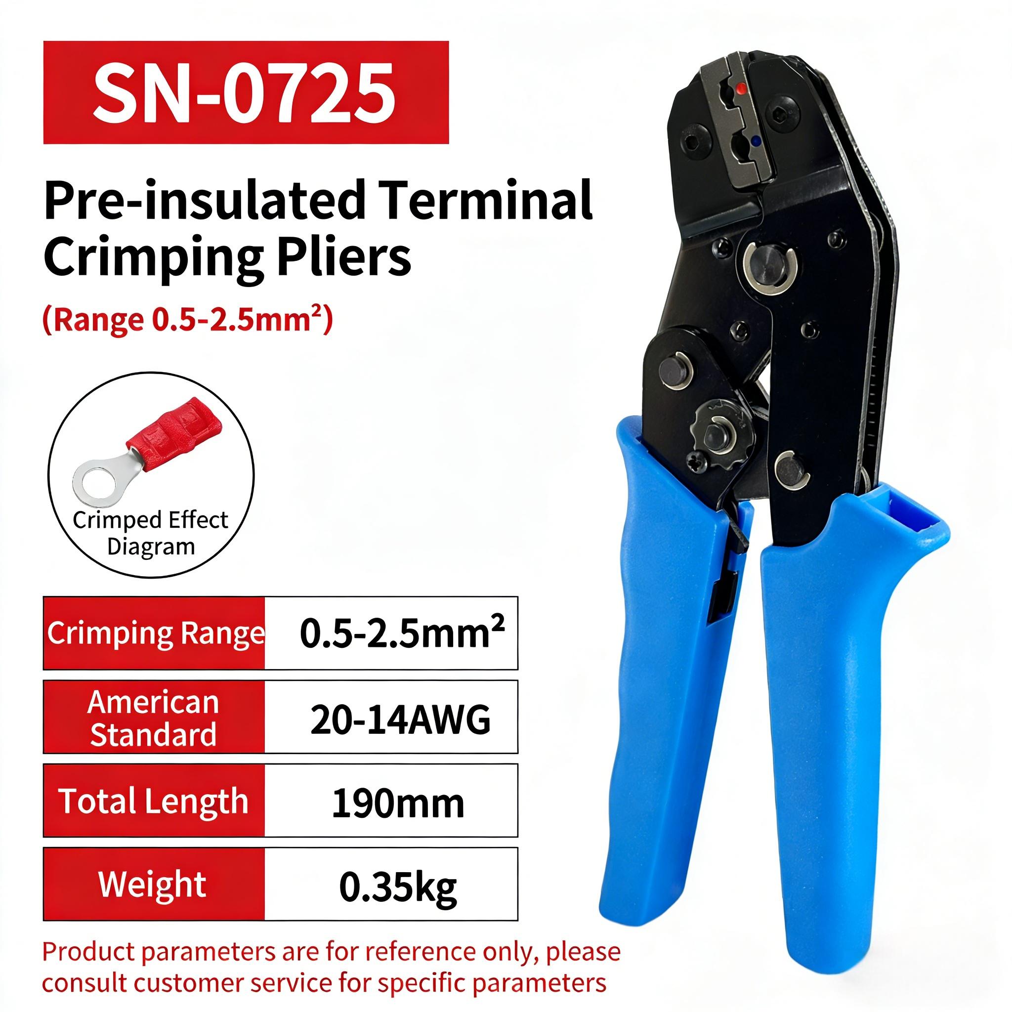LX-30J 0.5-6mm Connector One-Step Completion  Hand Ratchet Crimping Pliers Nylon PVC Pre-insulated Wire Terminal Crimp Tools SN-0725  [0.25-6mm²]