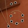 Rhinestone Five-Petal Flower Jewelry Set: Earrings & Necklace