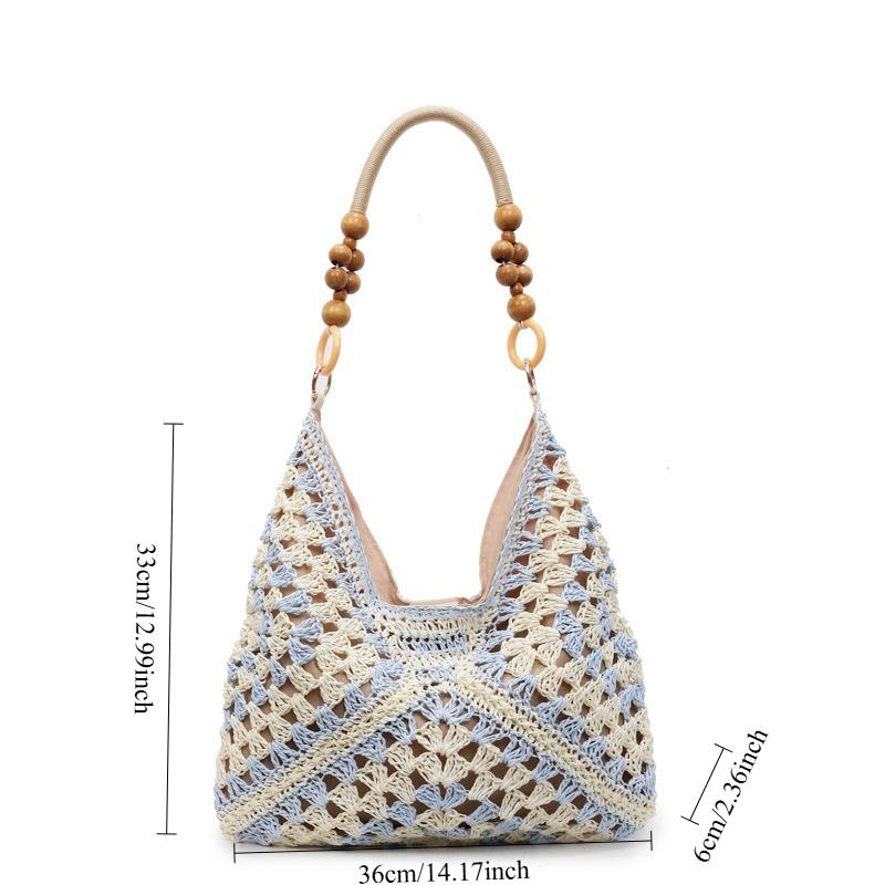 

1pcs Woven Handheld Tote Bag Women s Shoulder Bag Casual Armpit Bag Commuter Shoulder Bag Suitable for Daily Outings синий
