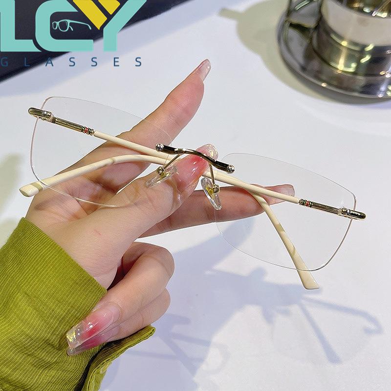 Retro Super Light Rimless Women's Prescription Glasses: Anti-Blue Light, Face Slimming, High-Definition, No-Makeup Look
